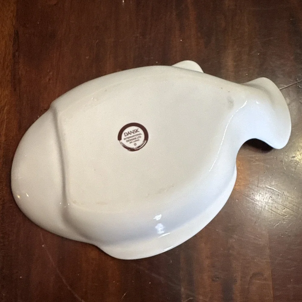 Vintage 90s Dansk Arabesque Fish Bowl Serving Platter Plate Blue & White Set 4